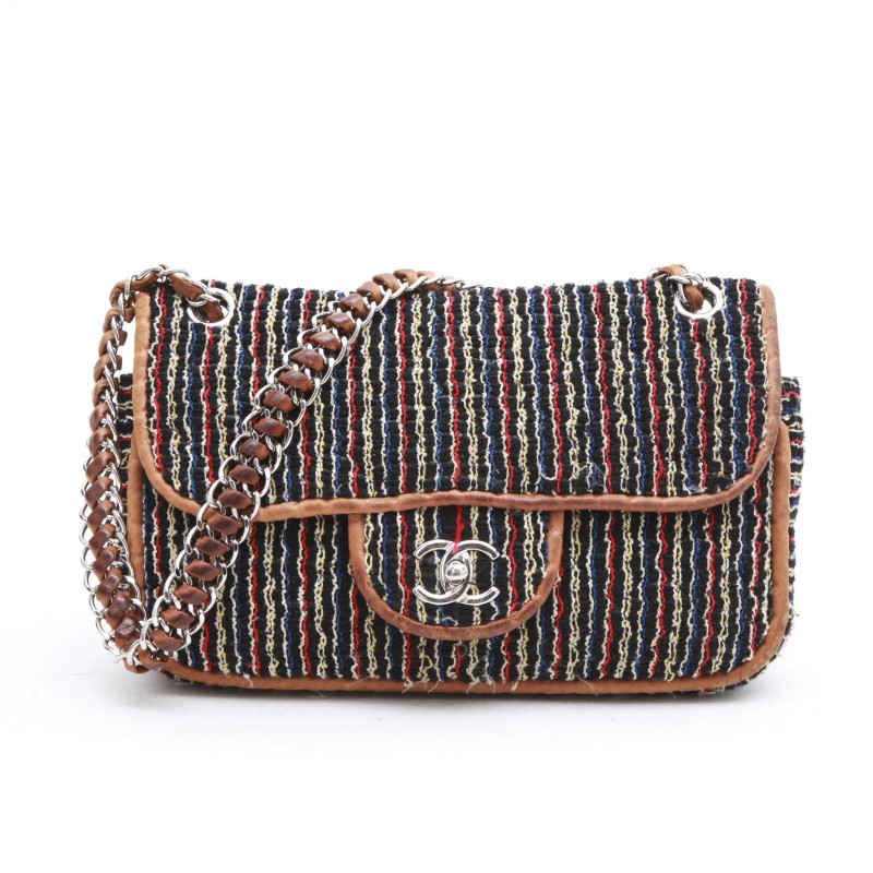 CHANEL bag in multicolored wool and natural leather - VALOIS VINTAGE PARIS