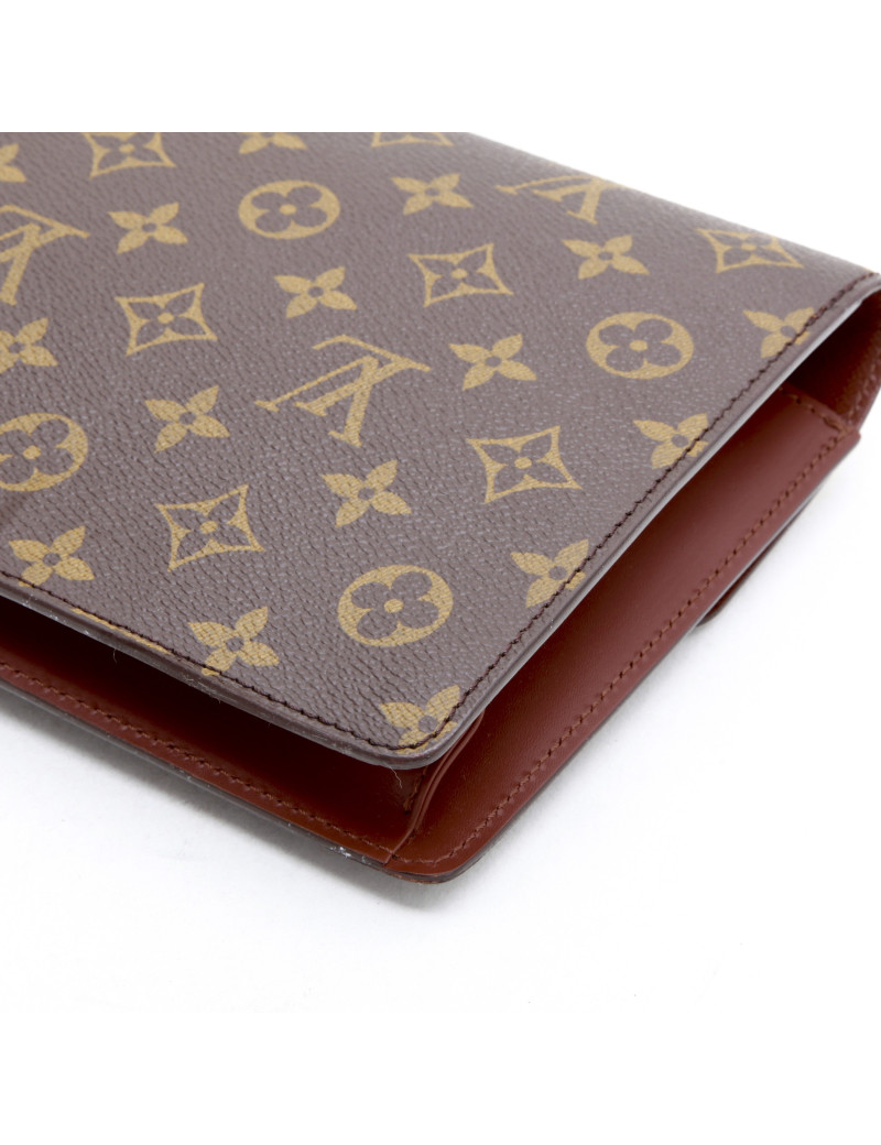 LOUIS VUITTON vintage clutch in brown monogram canvas and leather