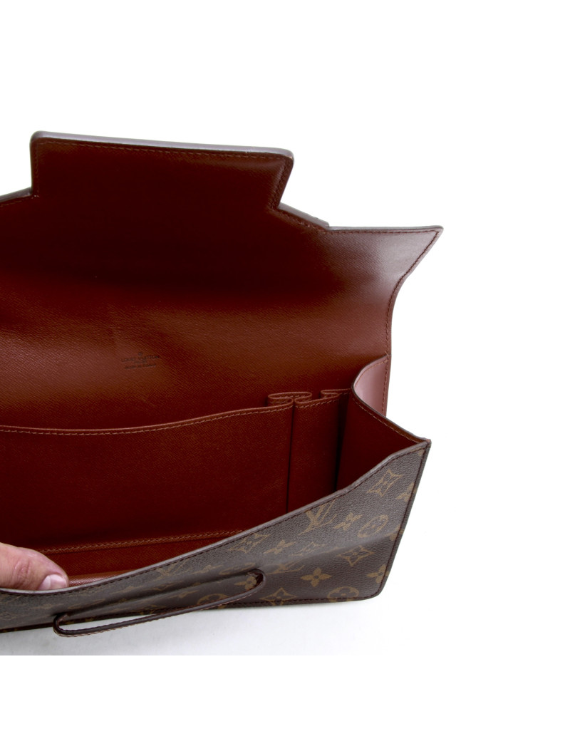 LOUIS VUITTON vintage clutch in brown monogram canvas and leather