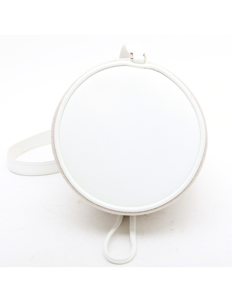 Sac Seau HERMES toile et cuir beige et blanc