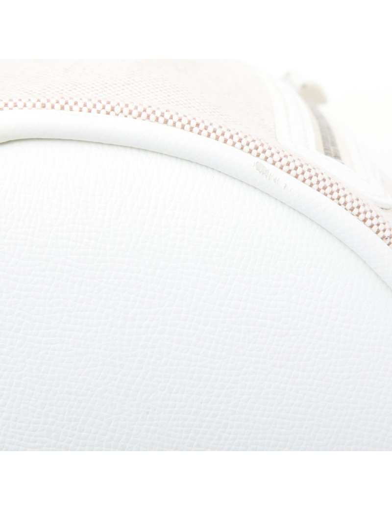 Sac Seau HERMES toile et cuir beige et blanc