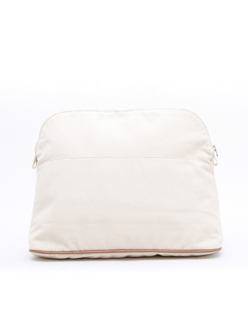Pochette HERMES toile ecru GM