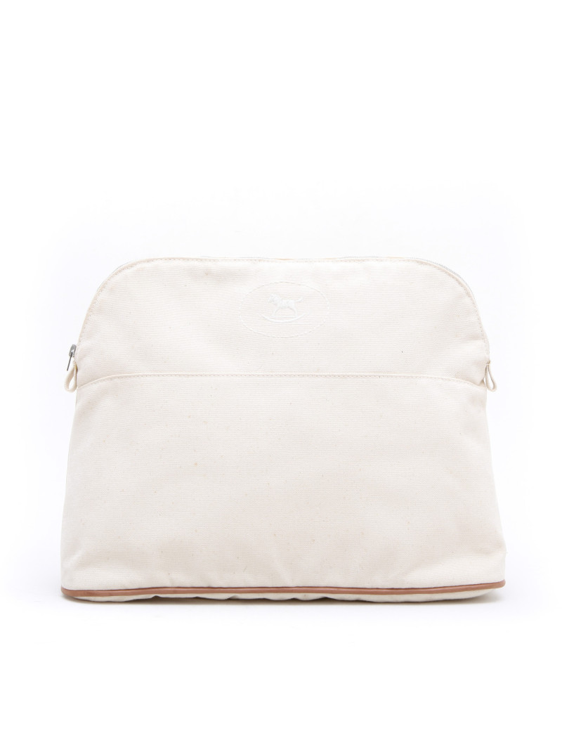 Pochette HERMES toile ecru GM
