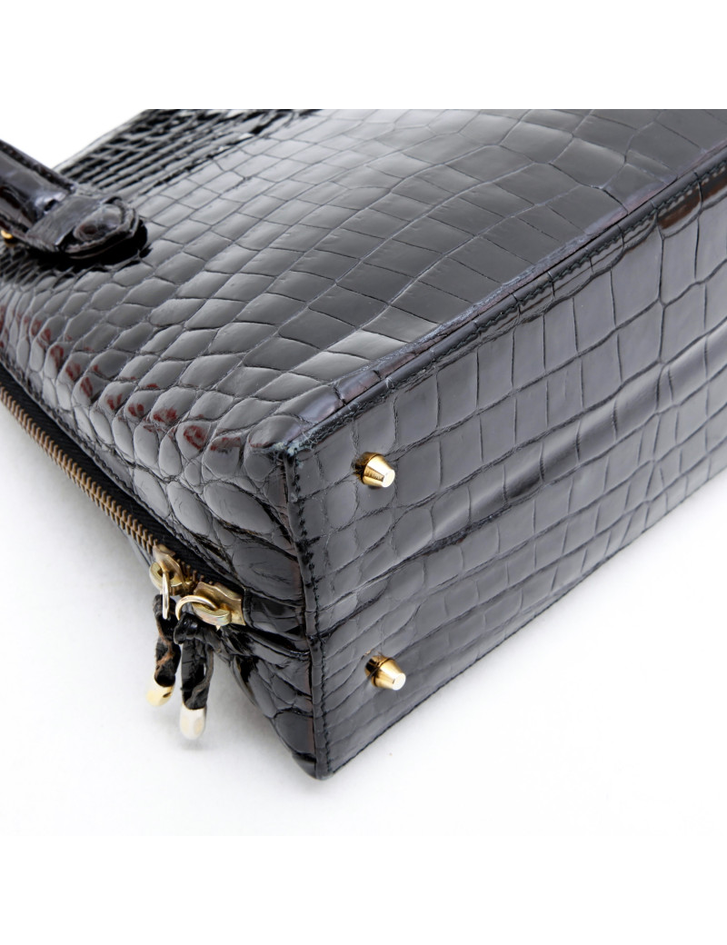 Sac  DINASTY by blanchi & NARDI   en crocodile noir Vintage