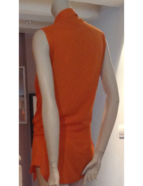 Chemisier HERMES orange en laine vierge