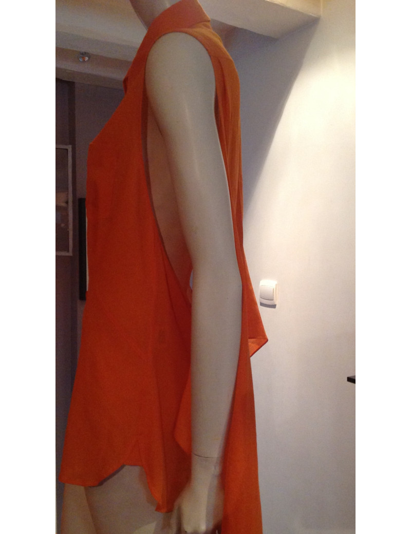 Chemisier HERMES orange en laine vierge