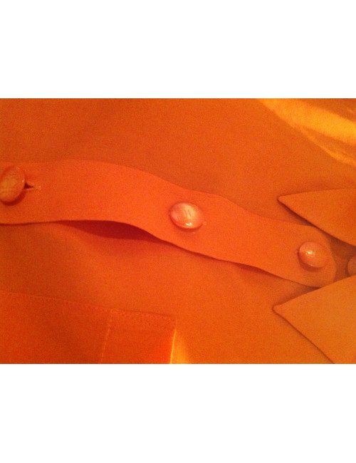 Chemisier HERMES orange en laine vierge