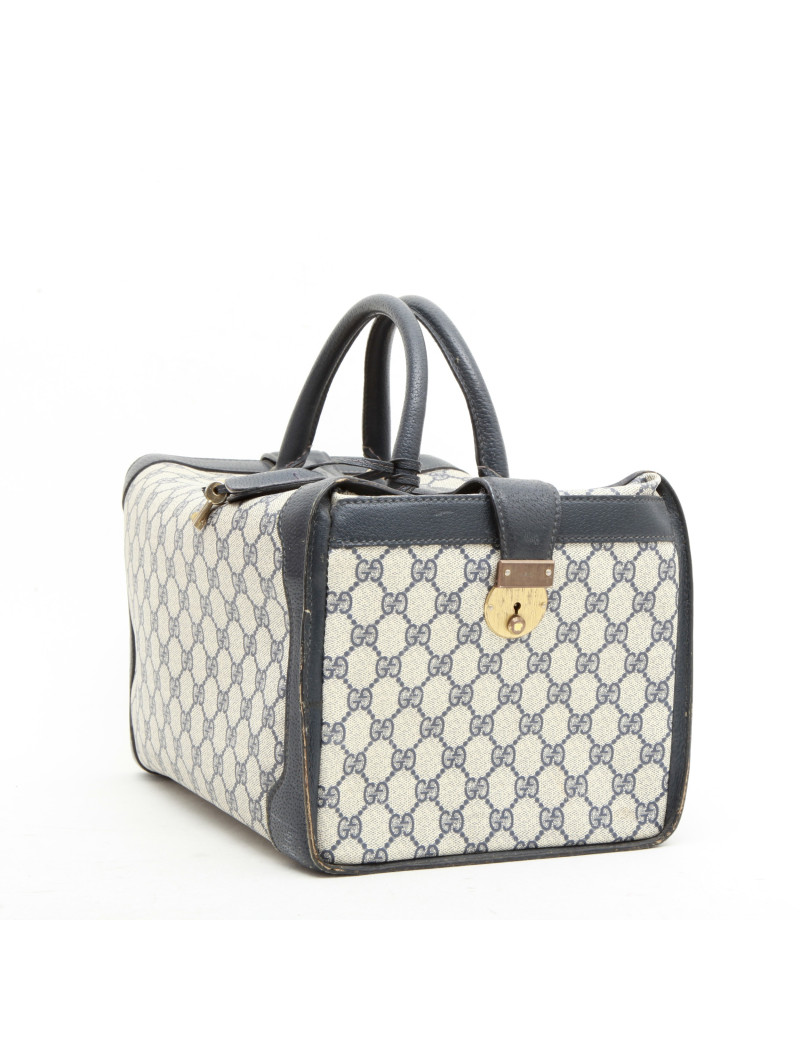 GUCCI Vintage vanity in blue canvas and leather