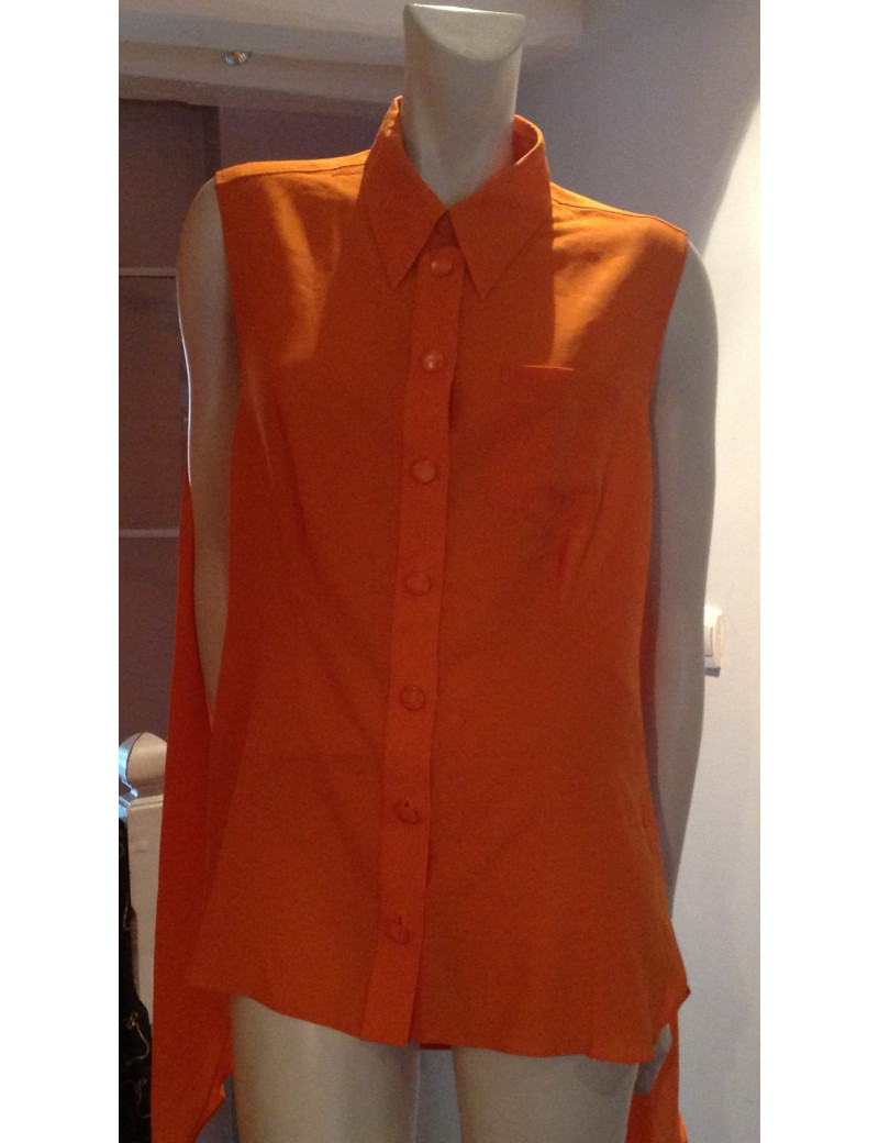 Chemisier HERMES orange en laine vierge