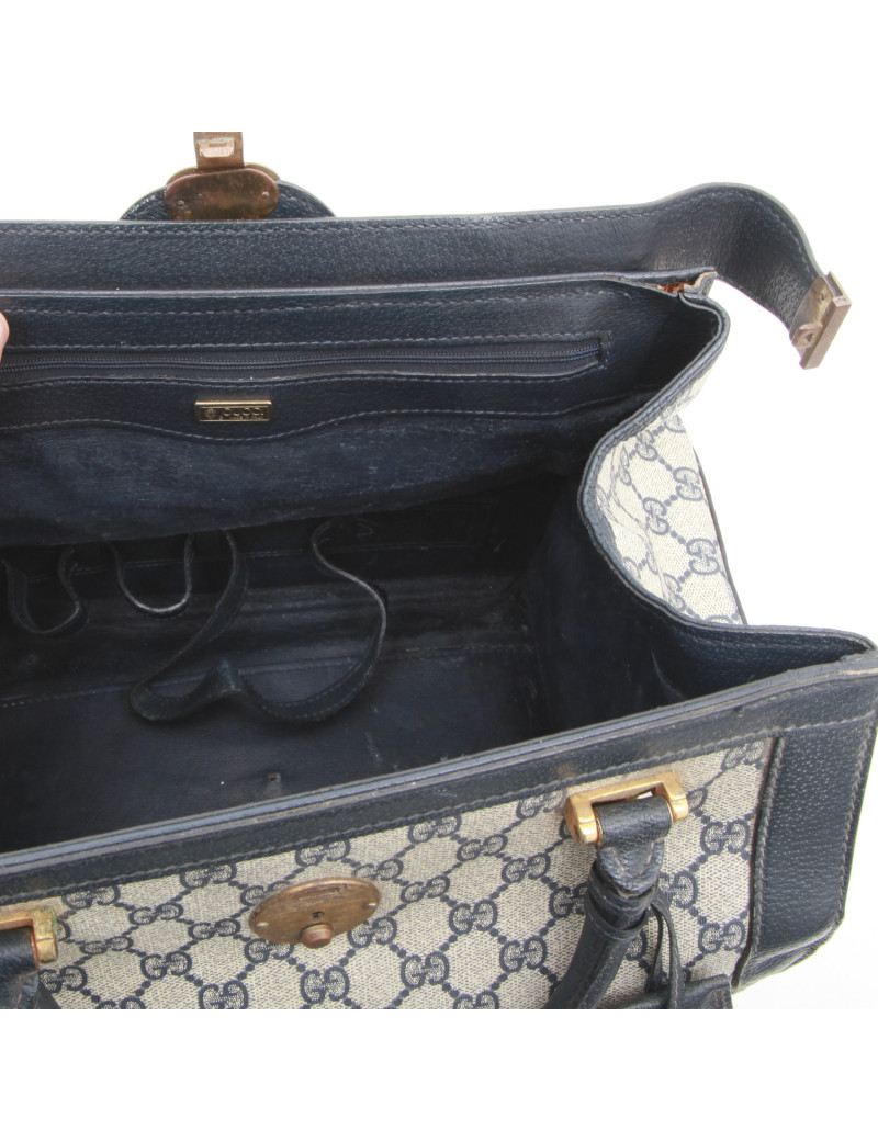 GUCCI Vintage vanity in blue canvas and leather