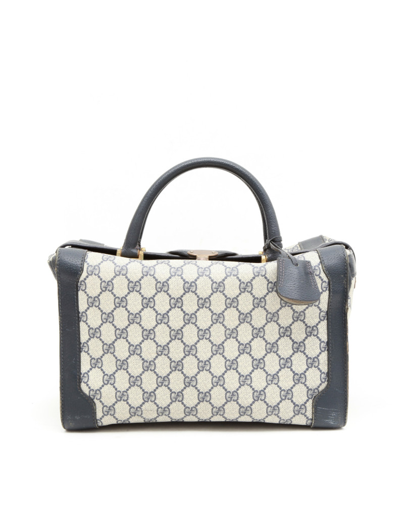 GUCCI Vintage vanity in blue canvas and leather