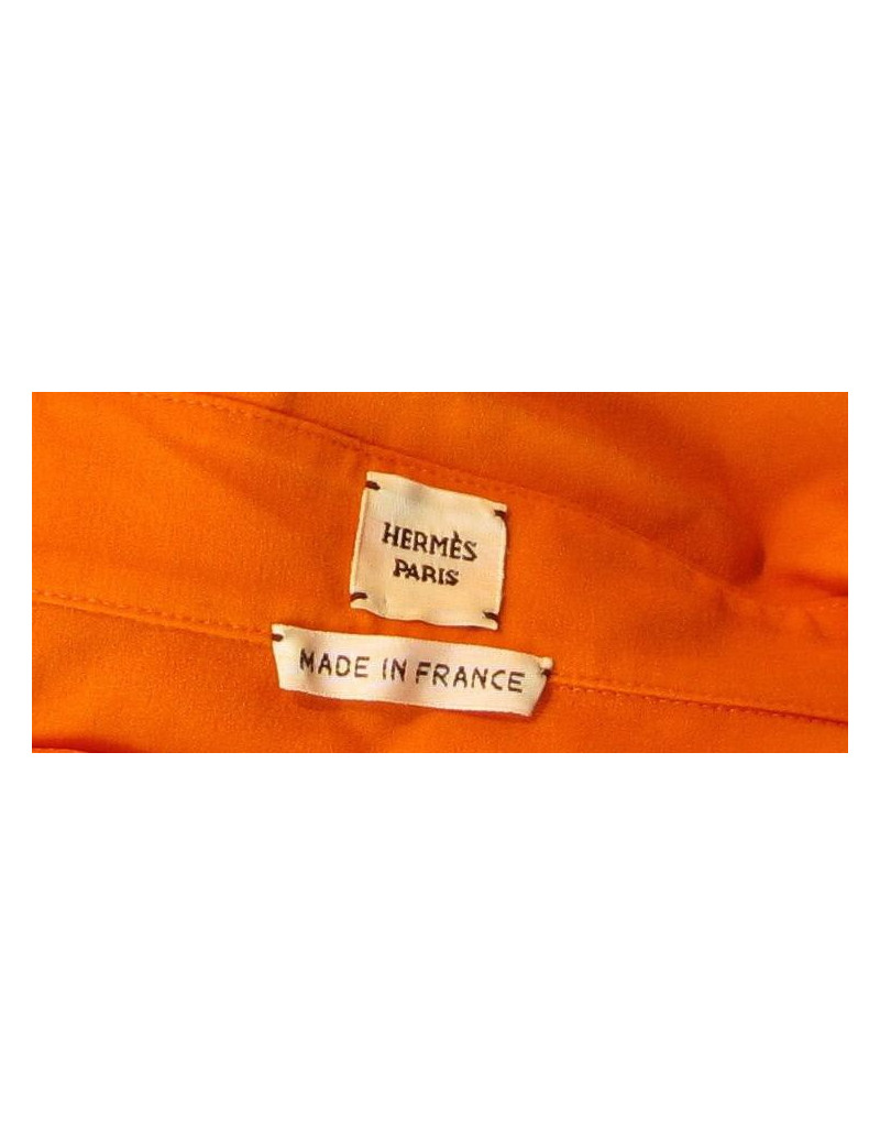 Chemisier HERMES orange en laine vierge