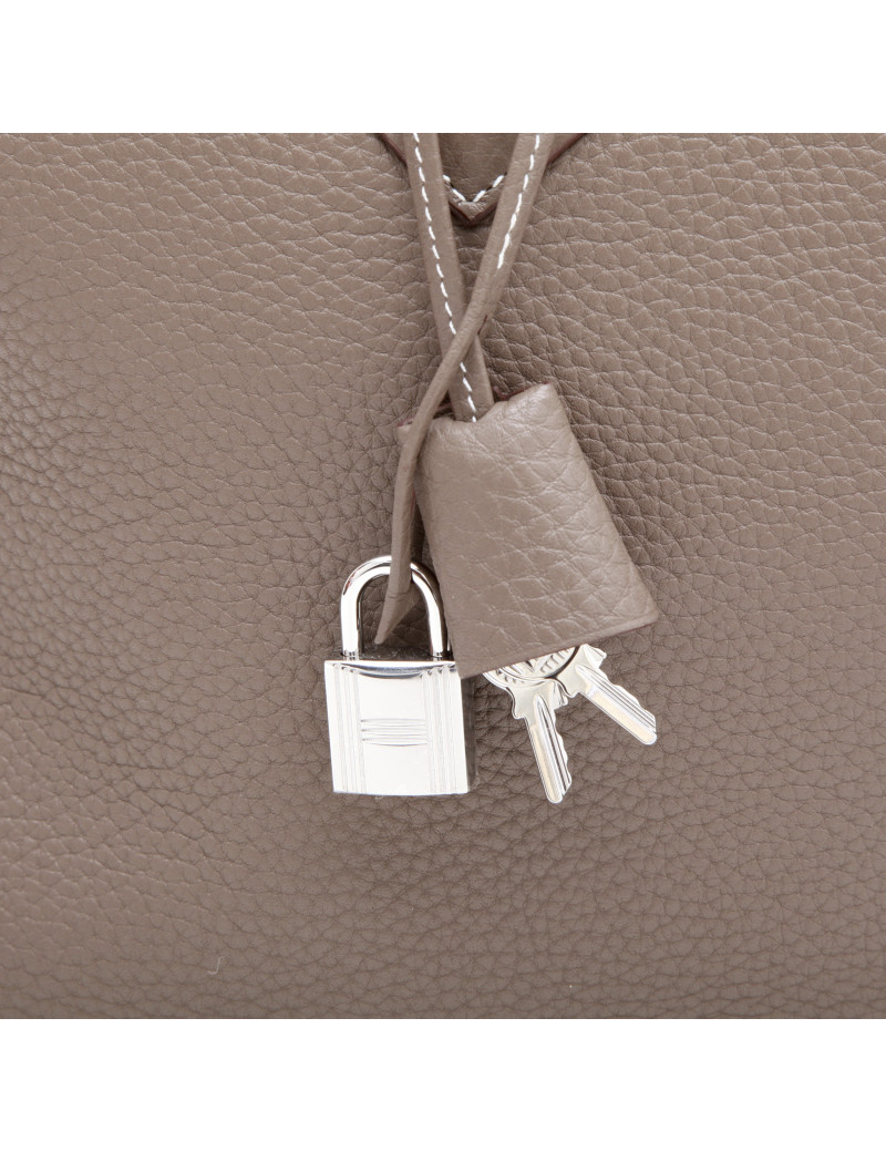 Sac Victoria HERMES taurillon clémence étoupe