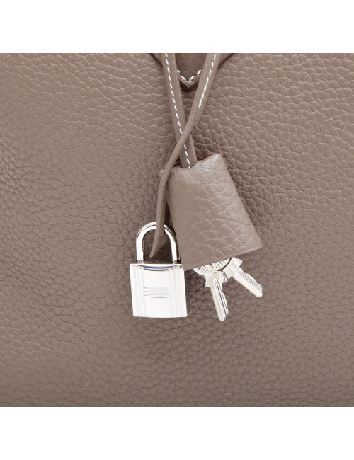 Sac Victoria HERMES taurillon clémence étoupe