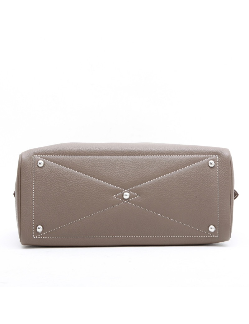 HERMES Victoria bag in étoupe clemence taurillon leather