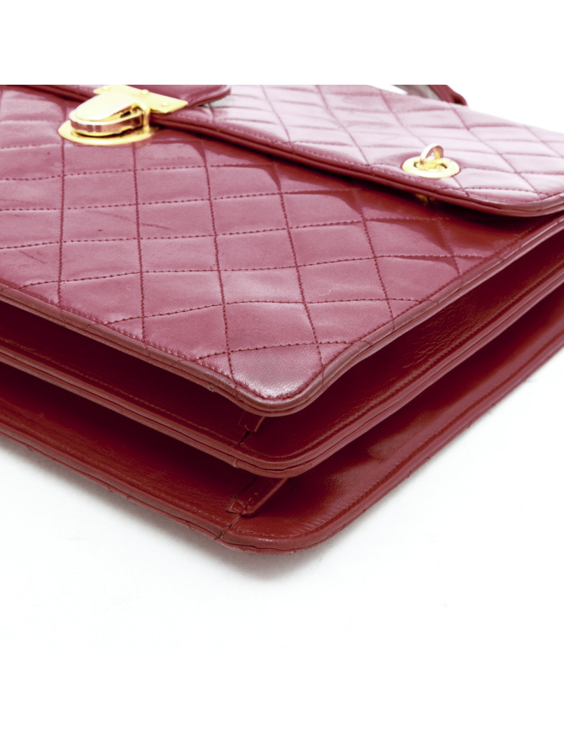 Cartable CHANEL cuir box rouge Vintage