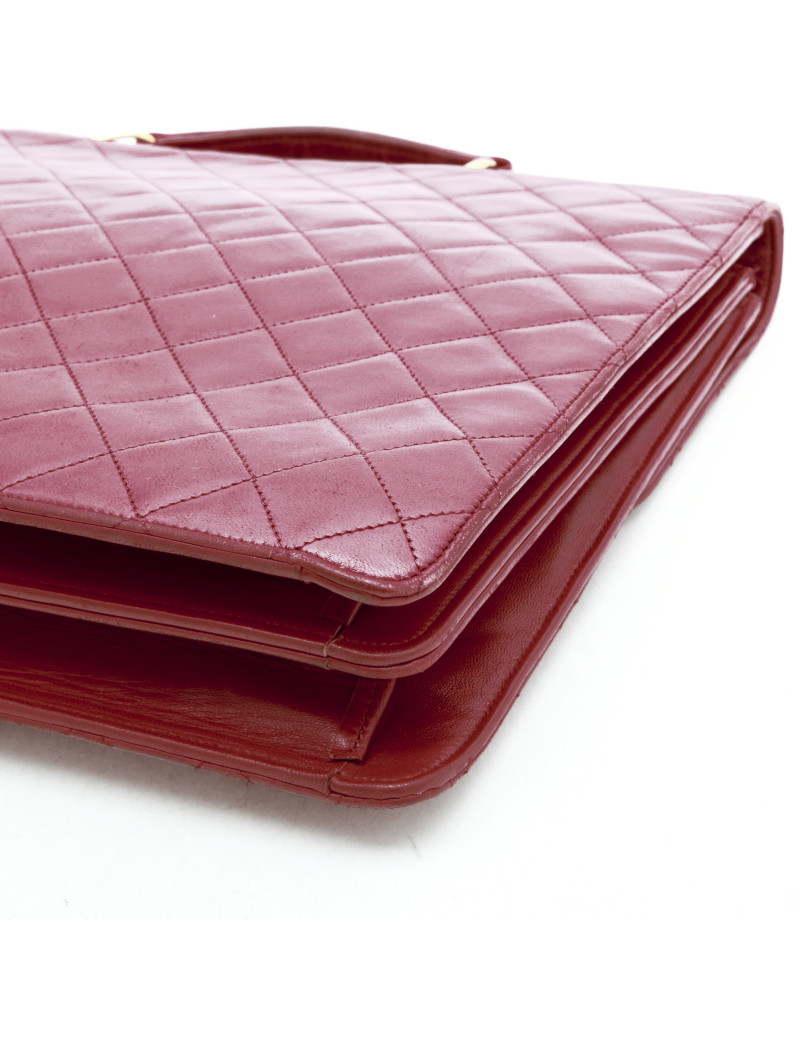 Cartable CHANEL cuir box rouge Vintage