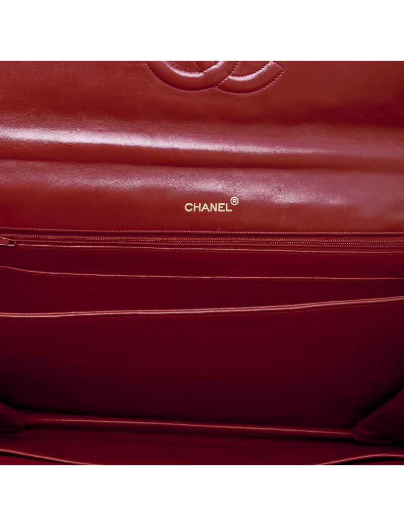 Cartable CHANEL cuir box rouge Vintage