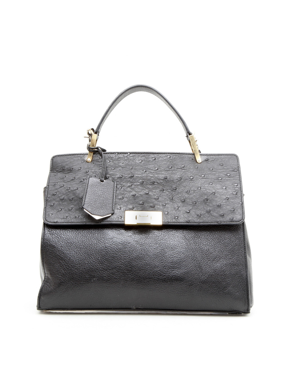 Sac BALENCIAGA cuir et autruche noir