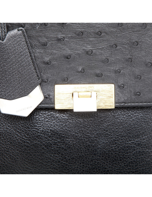Sac BALENCIAGA cuir et autruche noir
