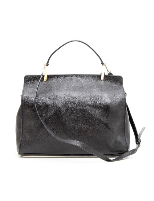Sac BALENCIAGA cuir et autruche noir