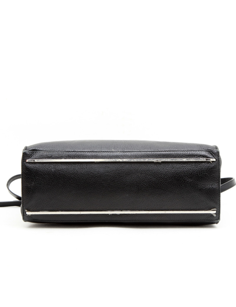 BALENCIAGA 'Le Dix' bag in shiny black grained leather and ostrich