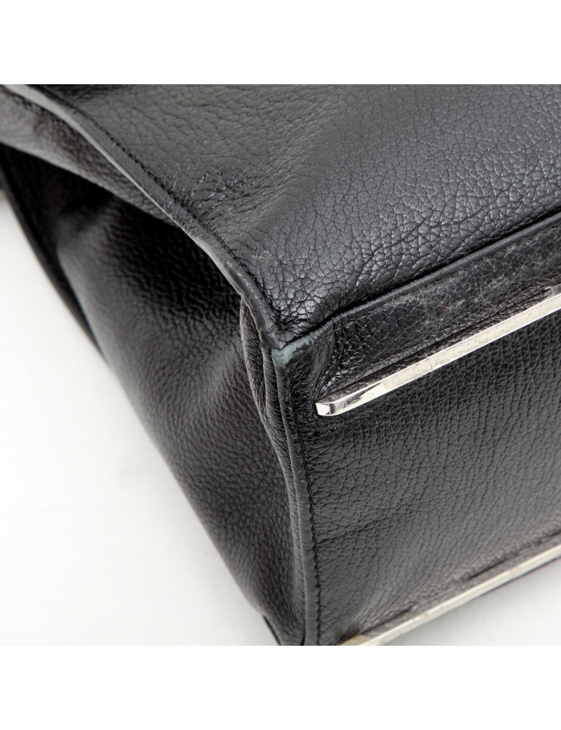 BALENCIAGA 'Le Dix' bag in shiny black grained leather and ostrich