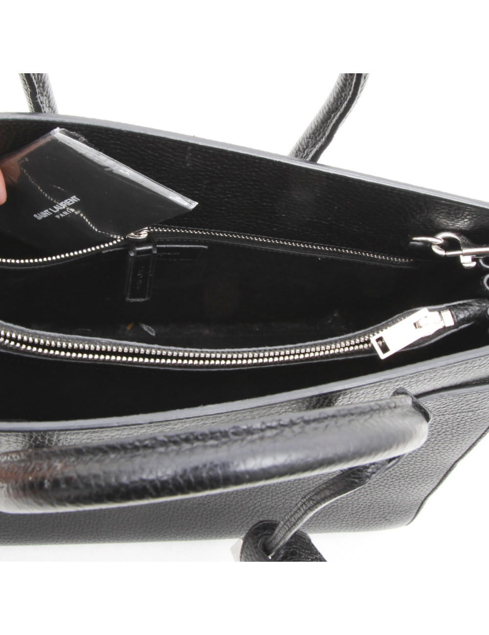 SAINT LAURENT 'carry all' bag in black grained leather