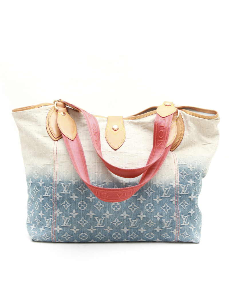 LOUIS VUITTON tote bag in two tone blue to beige monogram fabric