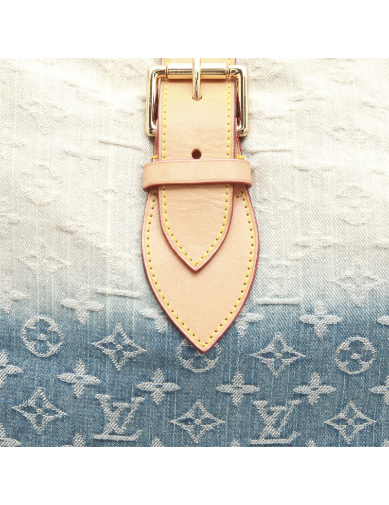 LOUIS VUITTON tote bag in two tone blue to beige monogram fabric