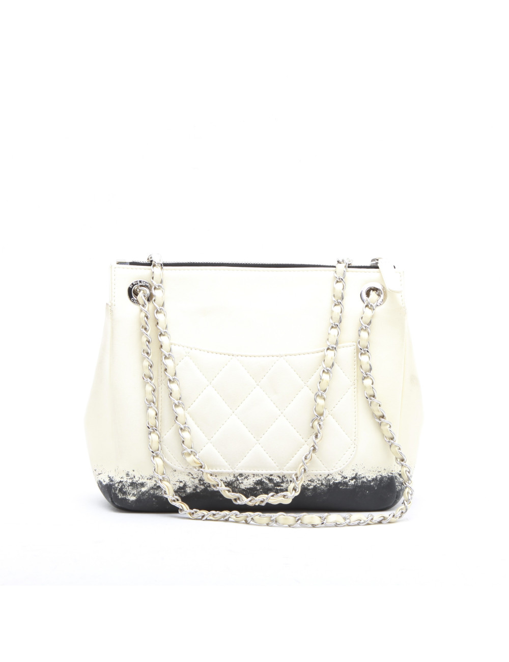 Sac CHANEL cuir d'agneau bicolore beige et noir