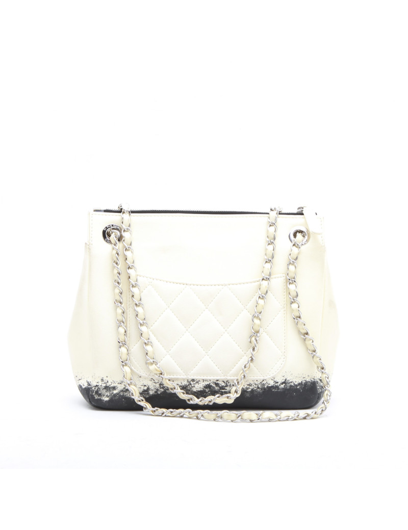 Sac CHANEL cuir d'agneau bicolore beige et noir