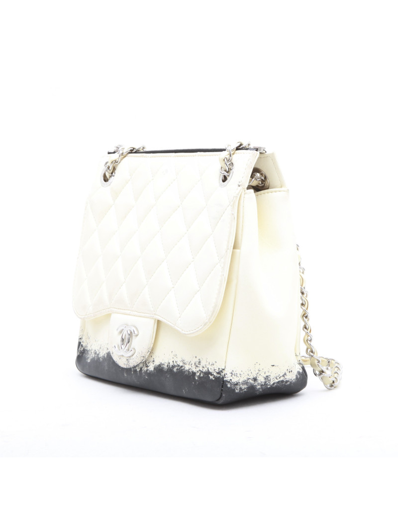 Sac CHANEL cuir d'agneau bicolore beige et noir