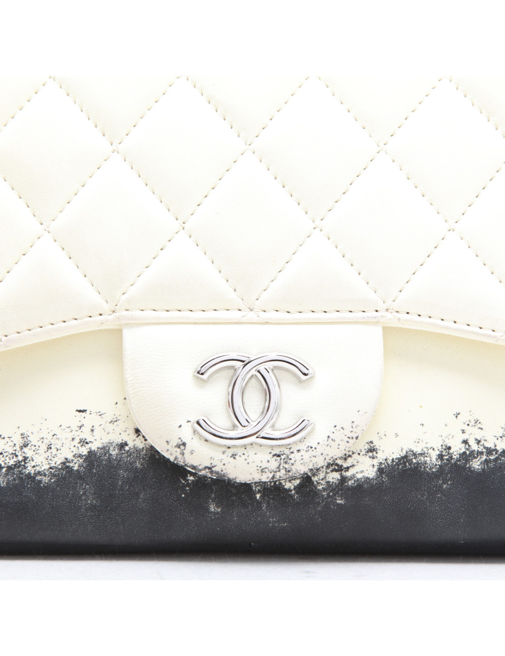 Sac CHANEL cuir d'agneau bicolore beige et noir