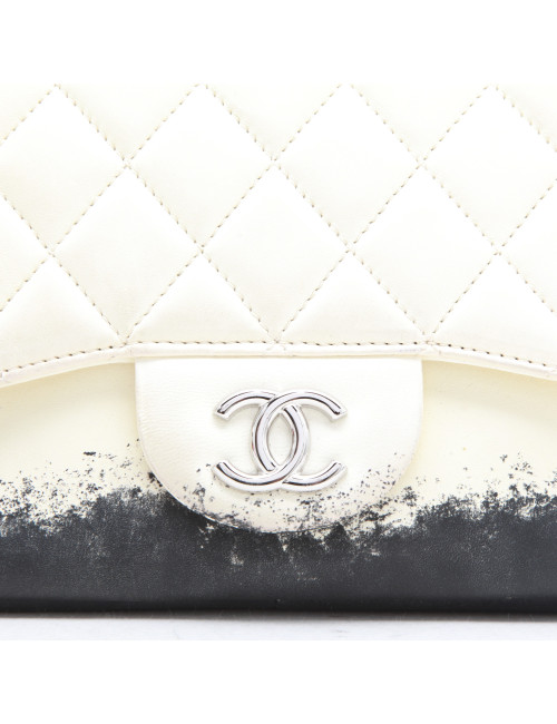 Sac CHANEL cuir d'agneau bicolore beige et noir