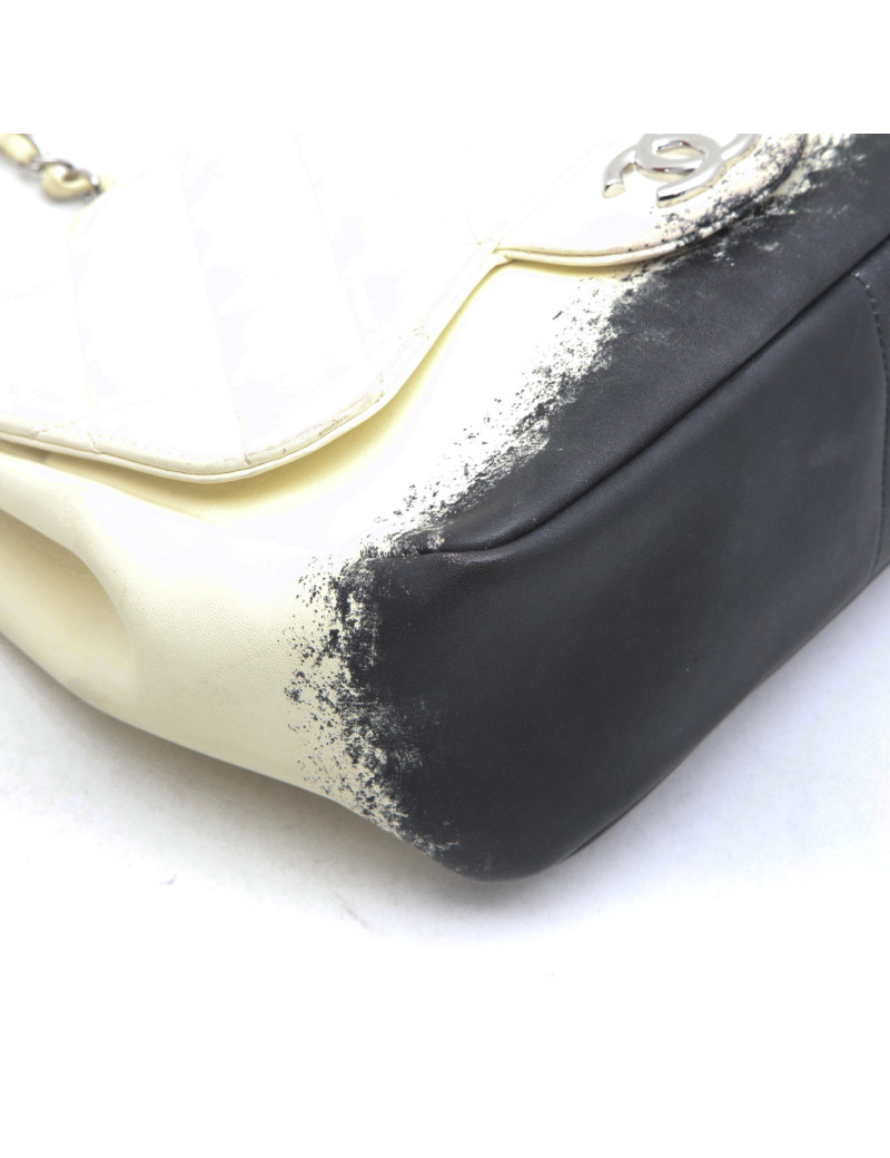 Sac CHANEL cuir d'agneau bicolore beige et noir