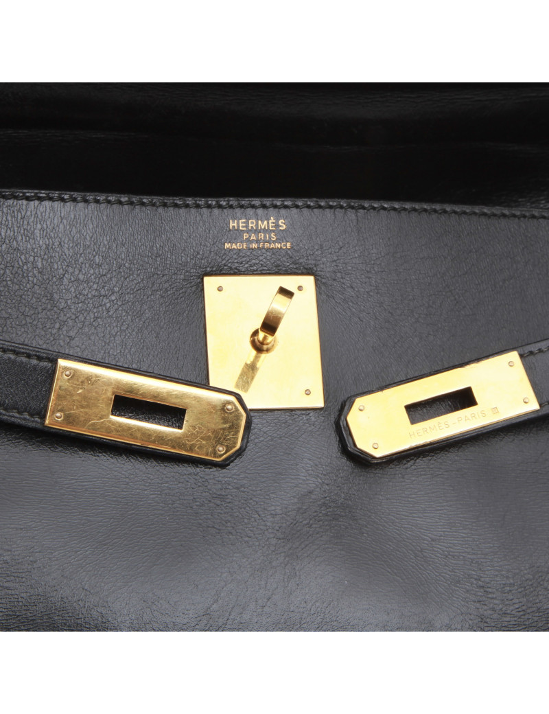 HERMES Kelly 32 vintage in black box retourné leather
