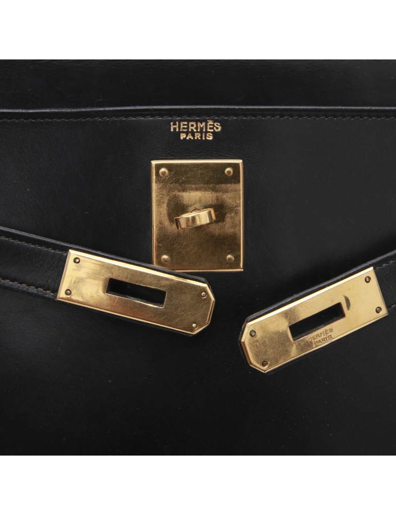 HERMES Vintage Kelly 28 in black box returned leather