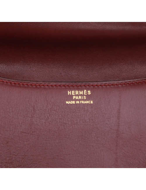Sac Constance HERMES cuir box rouge H Vintage