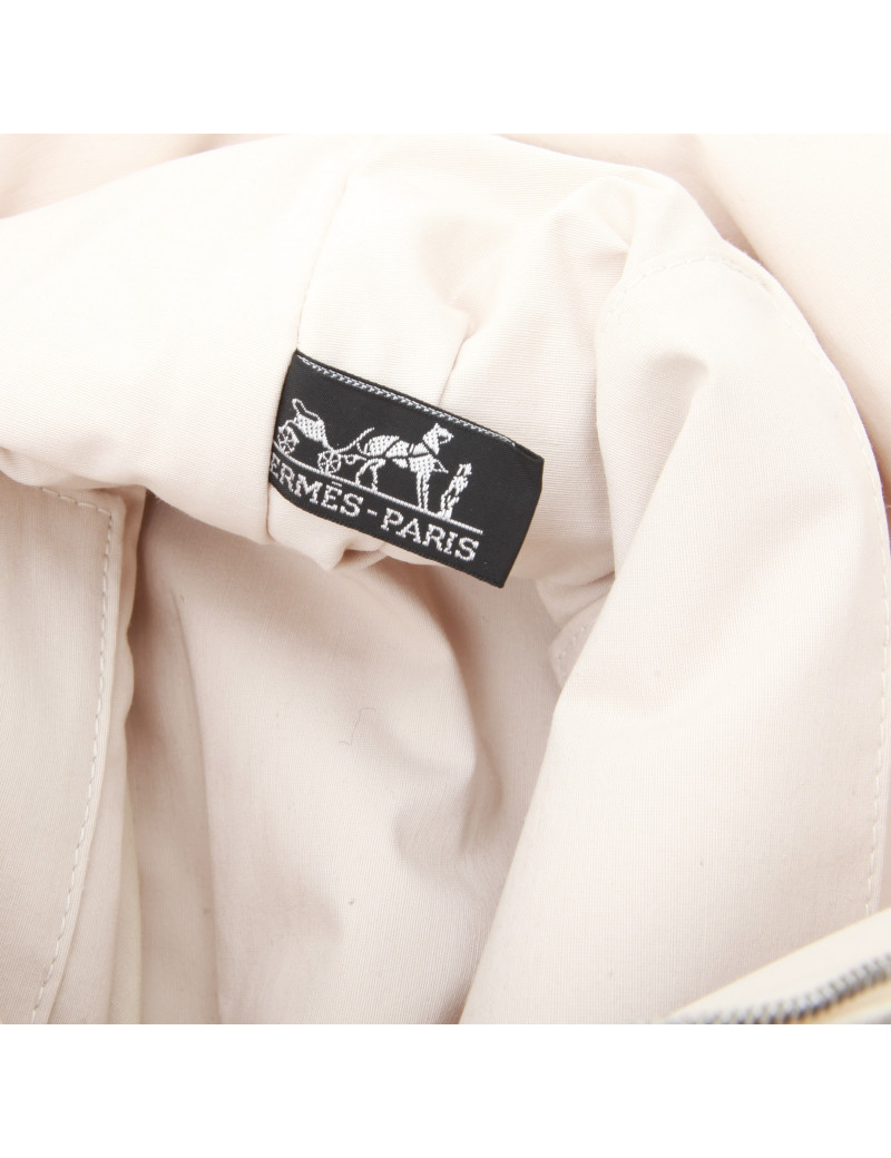 Pochette HERMES toile ecru GM
