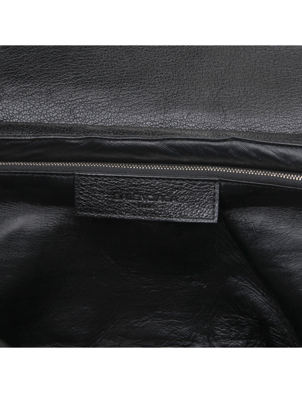 BALENCIAGA 'Le Dix' bag in shiny black grained leather and ostrich