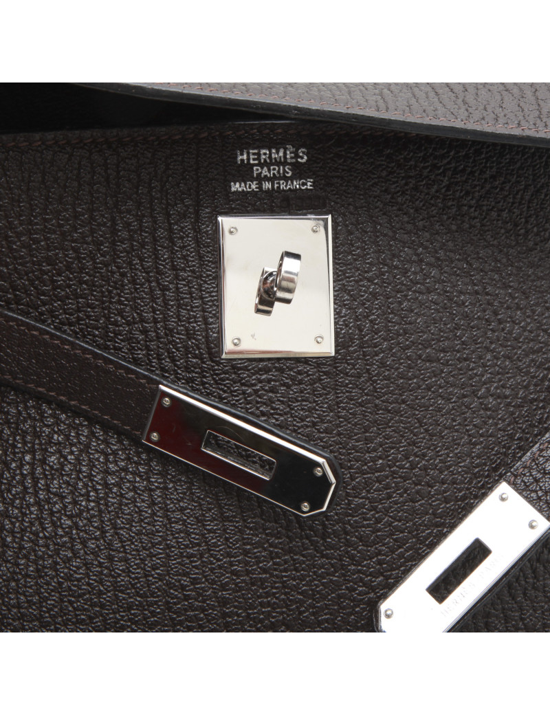 Sac Kelly II  T35 HERMES avec bandoulière cuir grainé marron
