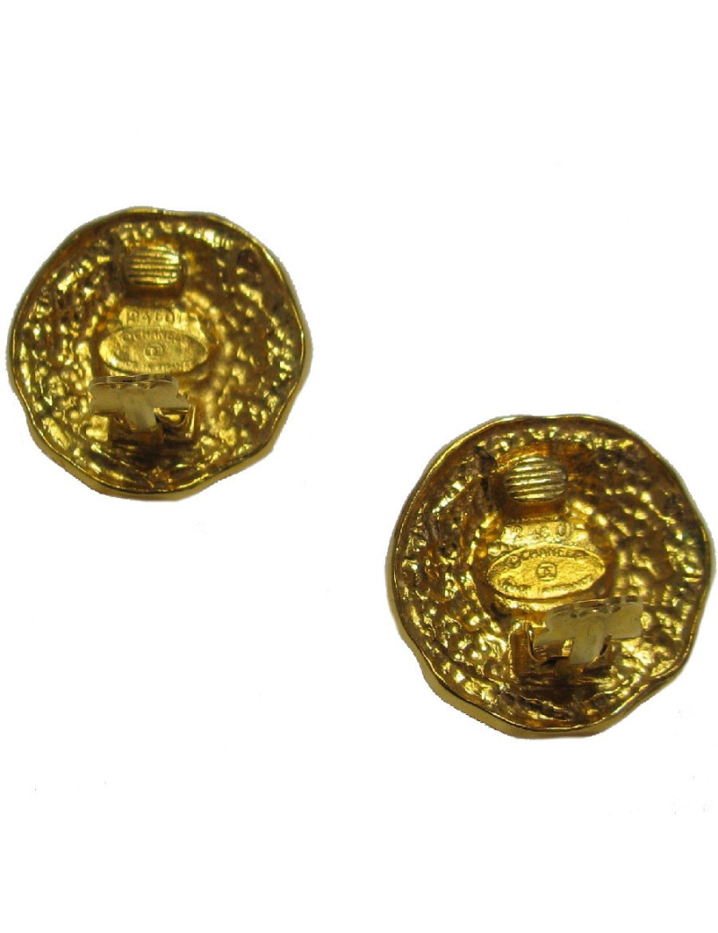 CHANEL vintage clip-on earrings in gilt metal and pearly bead