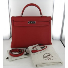KELLY II 35 HERMES taurillon clemence rouge casaque