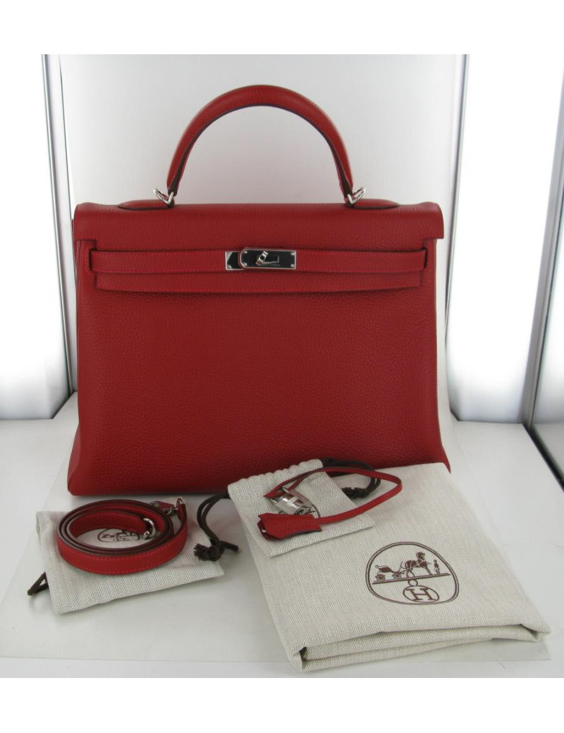 KELLY 35 HERMES taurillon clemence rouge casaque
