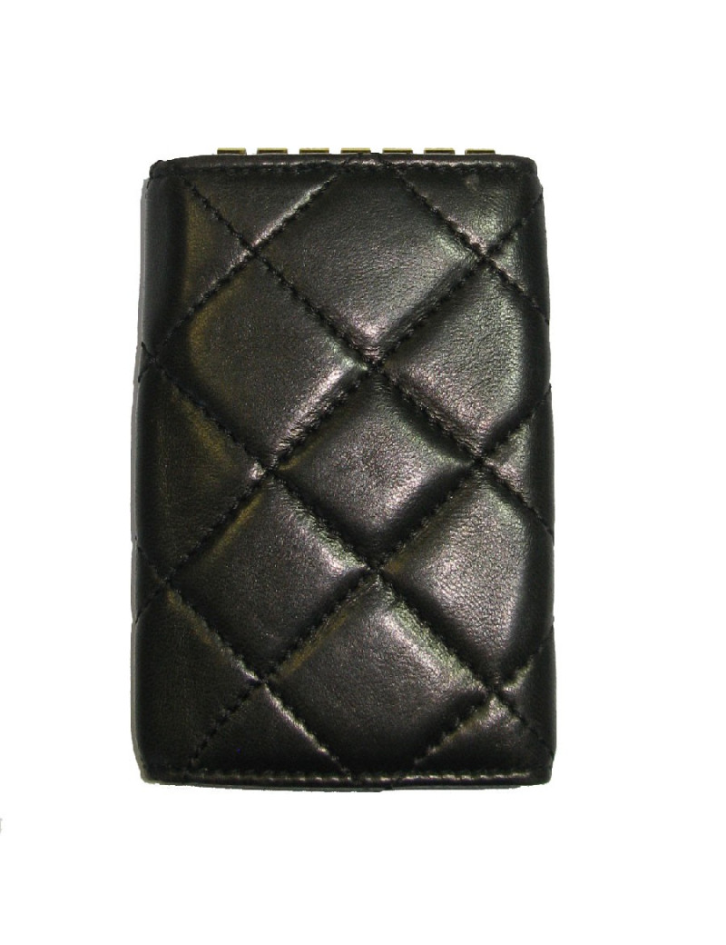 Porte clefs CHANEL cuir matelassé noir
