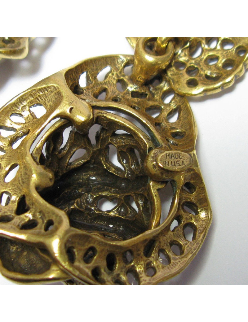 OSCAR DE LA RENTA pendant clip-on earrings in gilded metal