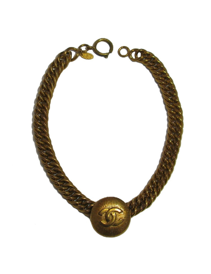 CHANEL vintage choker necklace in gilded metal
