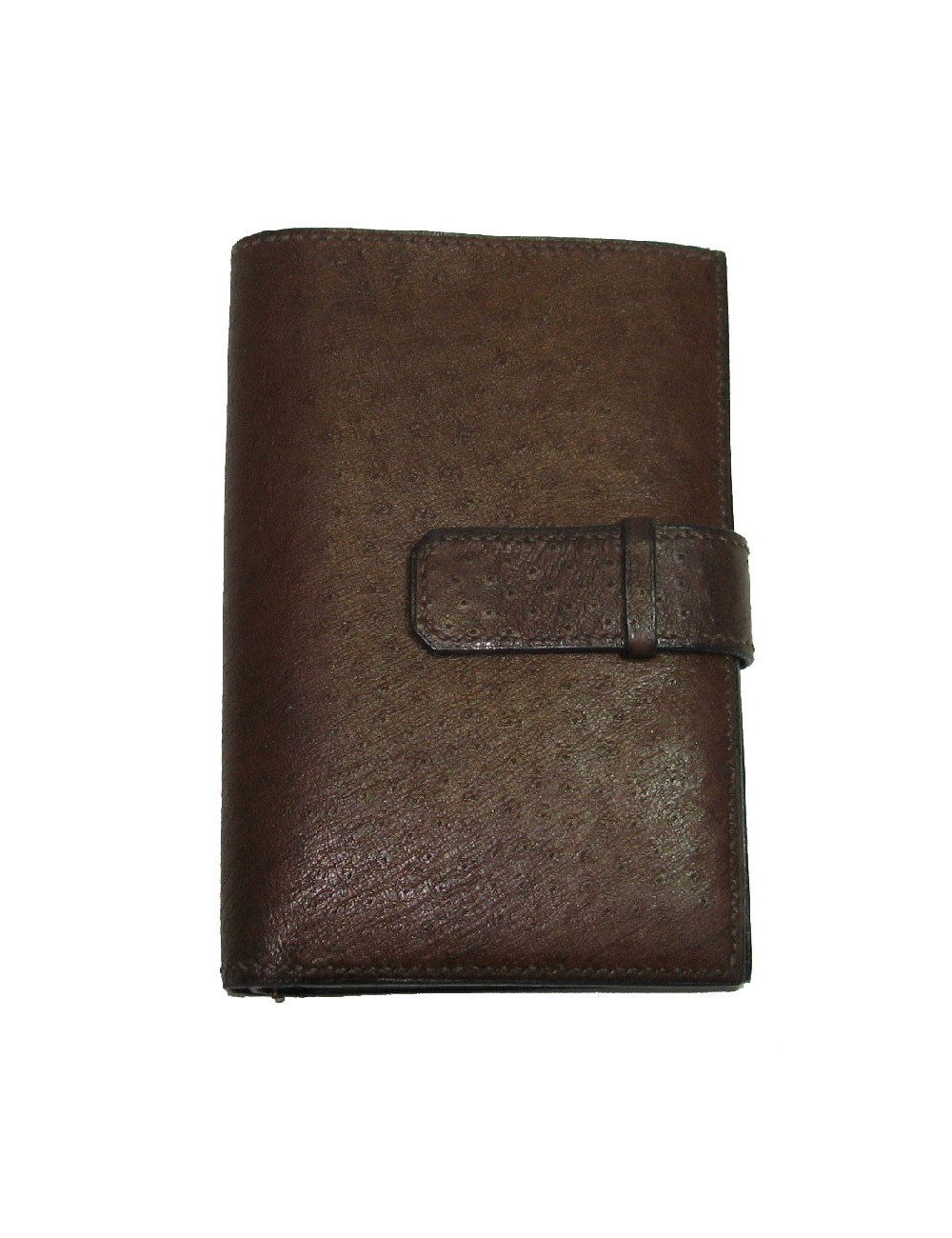 Porte cartes HERMES en autruche marron