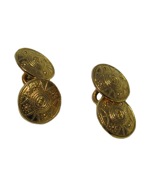 Boutons de manchette CHANEL Vintage en métal doré